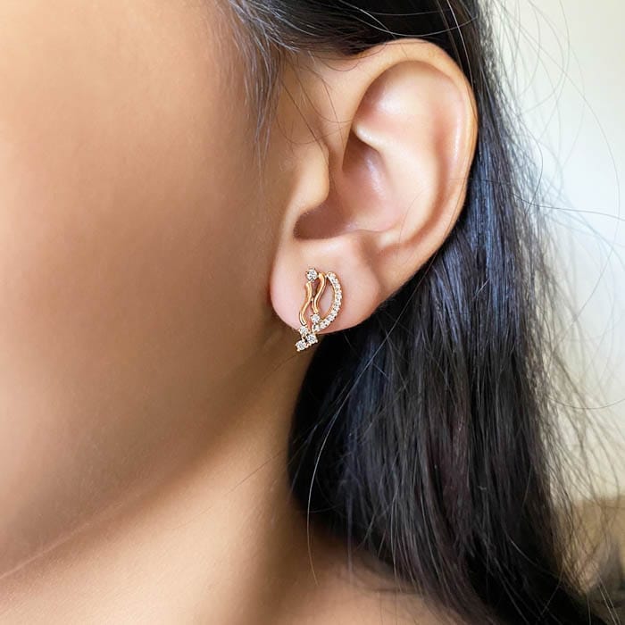 Rose Gold Abstract Earrings view 2