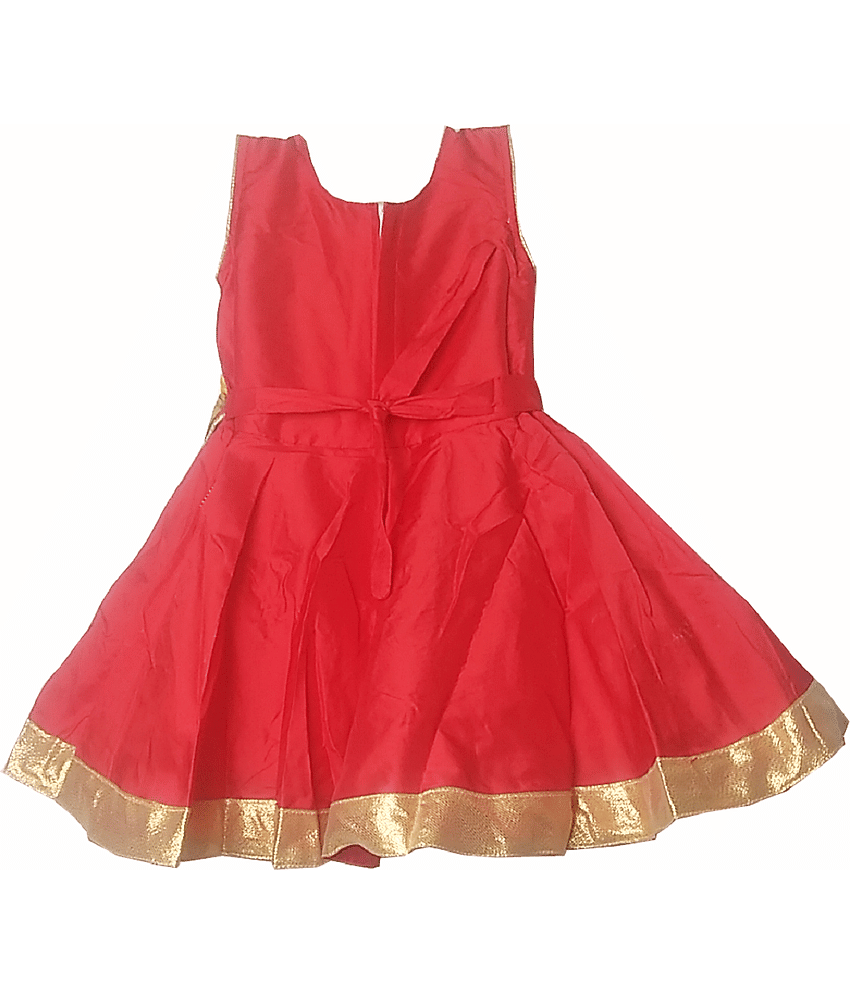 harshvardhanmart.com Baby Girls Cotton Blend Frocks ( Red ) view 2