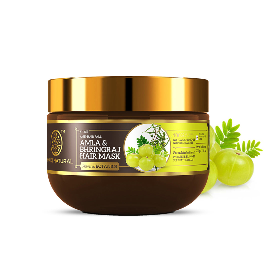 Khadi Natural Amla & Bhringraj Hair Mask - SLS, Parabens & Color Free - 200gm