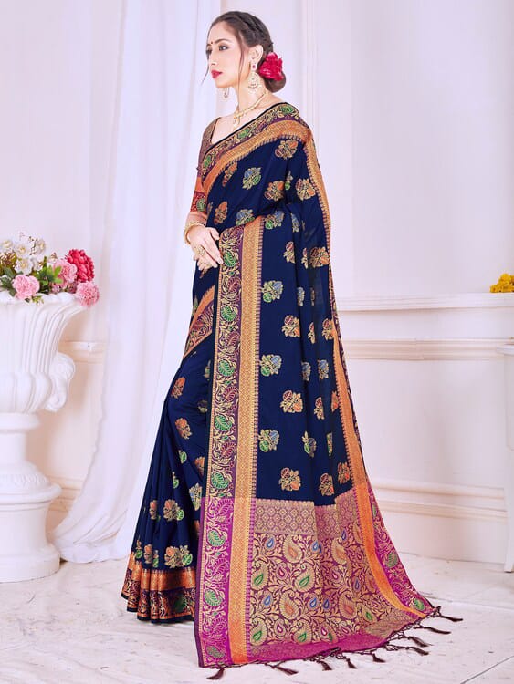 TIRA Women's Banarasi Silk Saree With Blouse Piece view 2