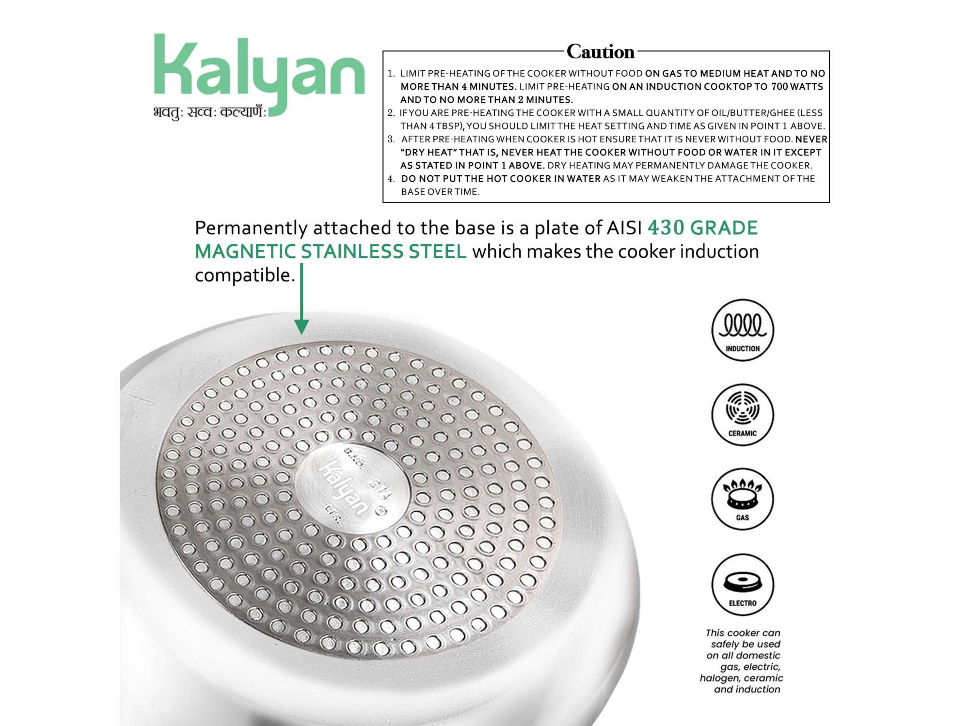 Kalyan Belly Induction Base Aluminium Pressure cooker (Innerlid, Lime) - 5.5 Litre view 2