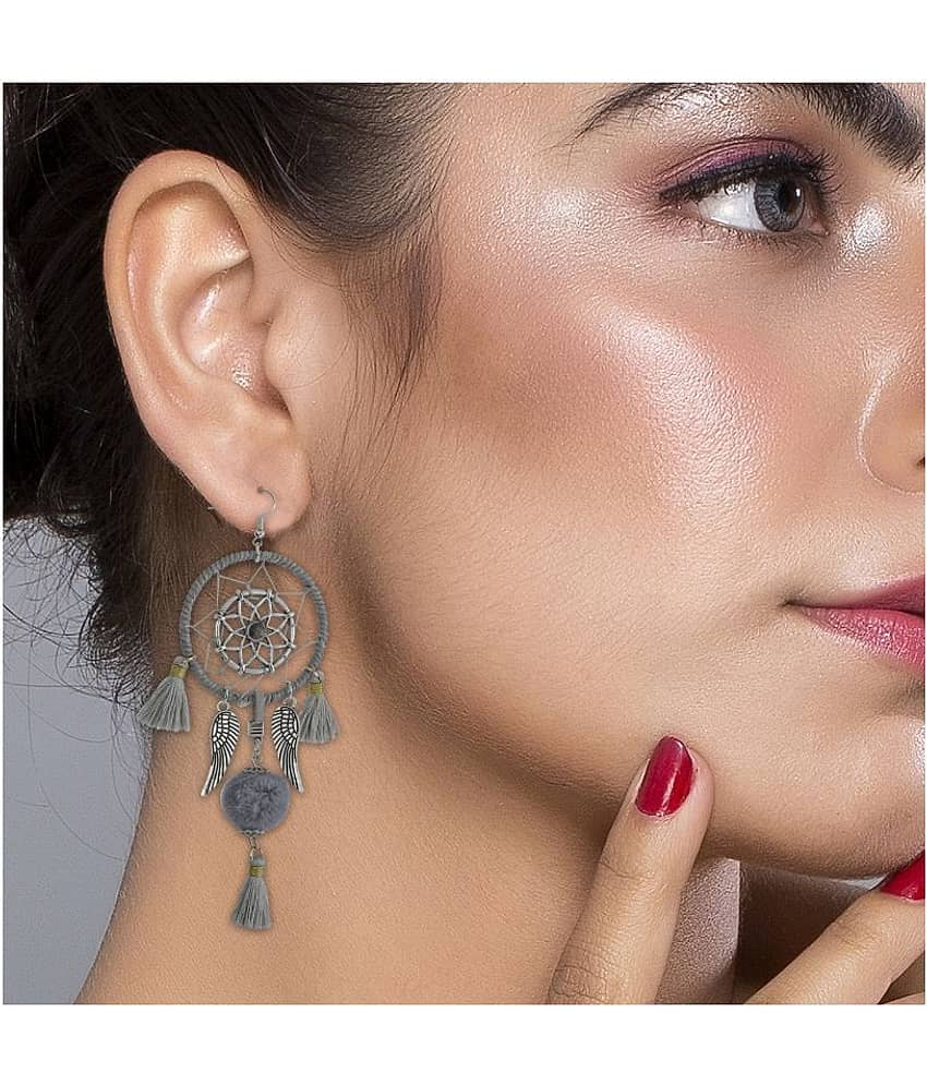 SILVER SHINE Grey Colour Unique Western Partywear Designer Earring For Girls and Women Jewellery view 2
