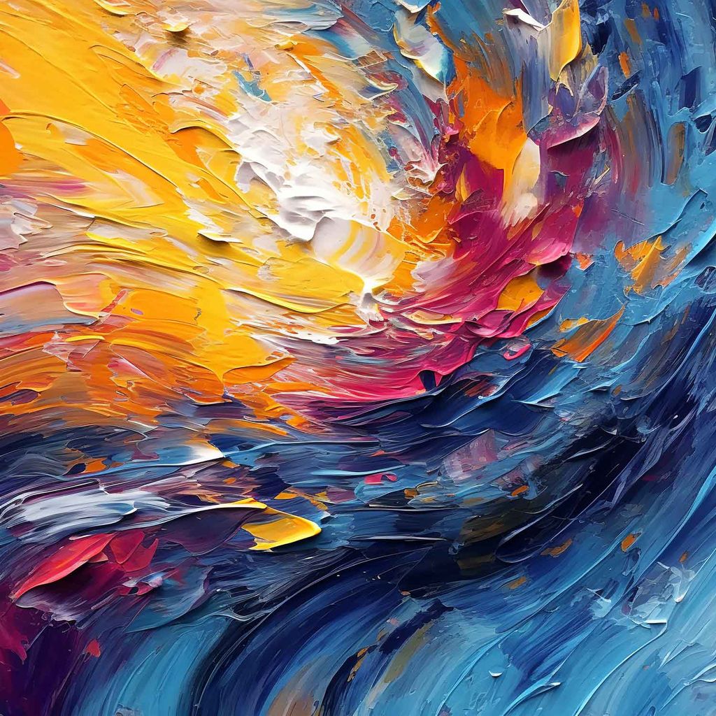 COLOURFUL ABSTRACT PAITNING 24in X 24in WITH BLACK FRAME view 2