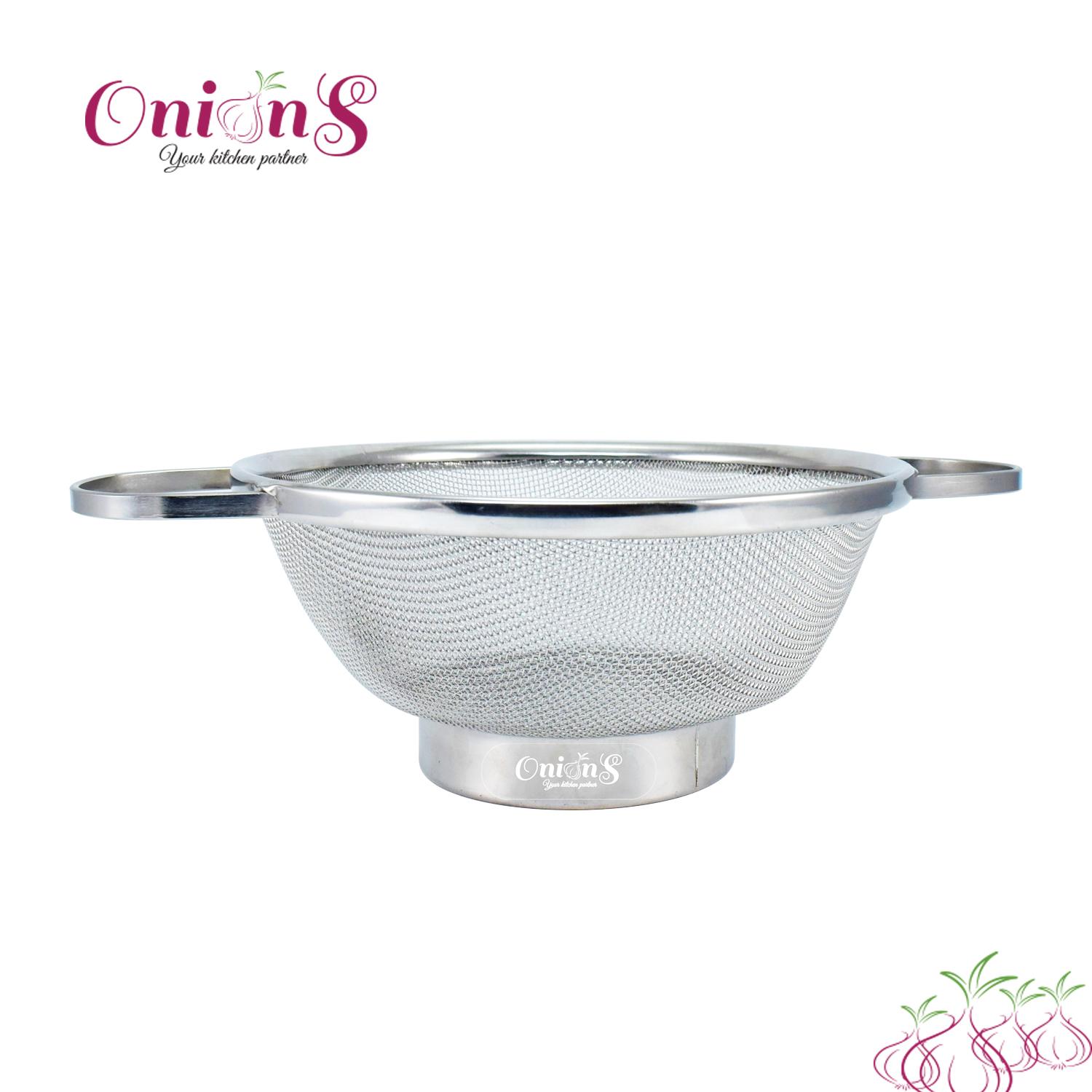 Onions Stainless Steel Colander Strainer Drainer with Handle|Fruit Vegetabe Washing Drain Basket view 2