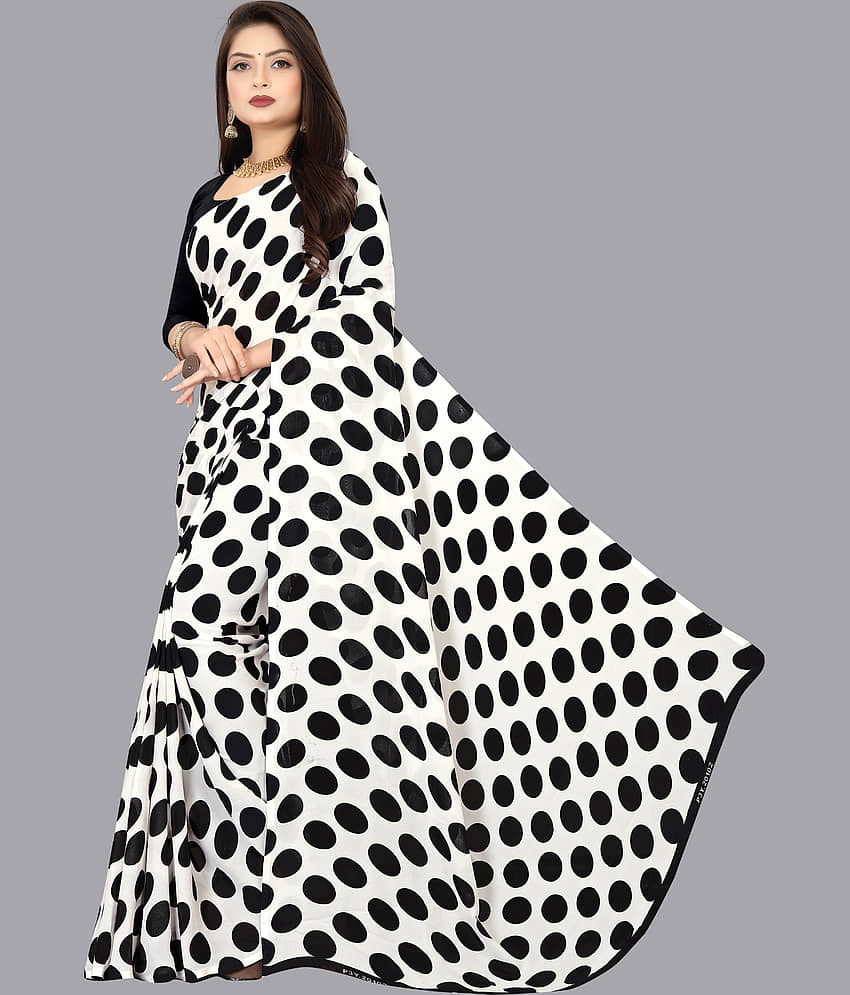 ANAND SAREES Georgette Printed Saree With Unstitched Blouse Piece ( Black ) view 2