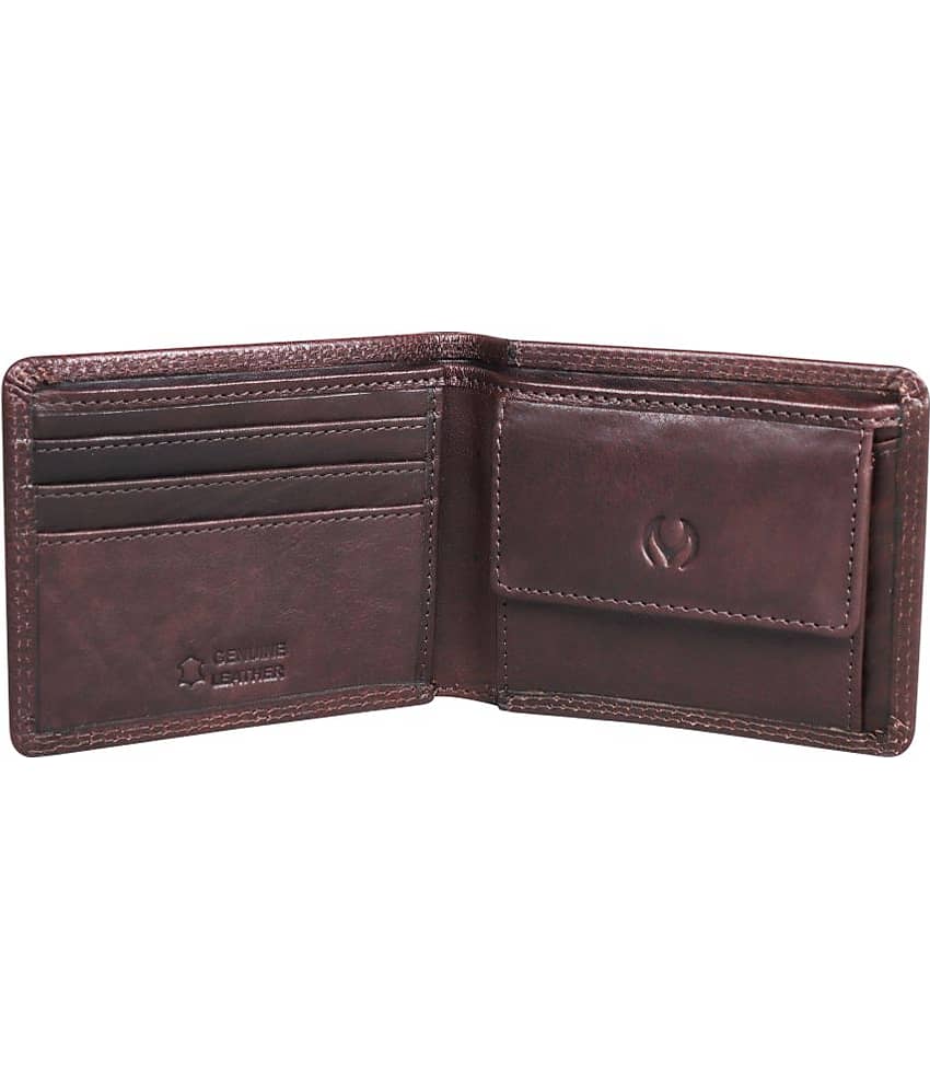 MODEWELT Brown Leather Men's Two Fold Wallet ( Pack of 1 ) view 2