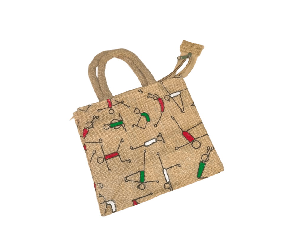 Jute small bag with yoga design view 2