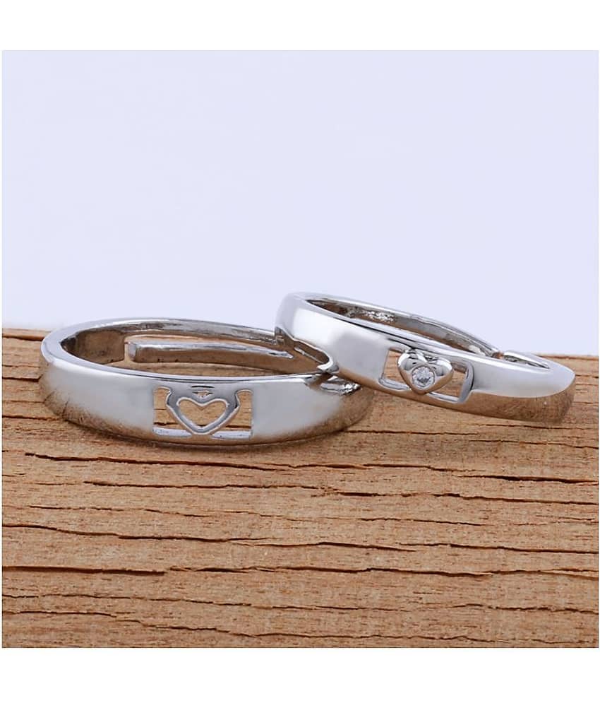 Adjustable Couple Rings Set for lovers Silver Plated Solitaire for Men and Women-2 pieces view 2