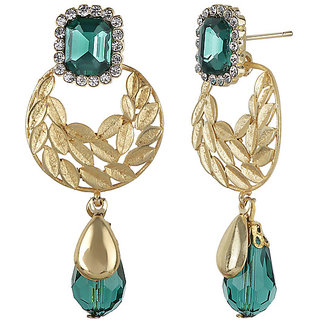 Chand Bali Rectangle Crystal Drop Earrings for Girls Brass Material Earrings for Women's Fashion Jewellery for Festival view 2