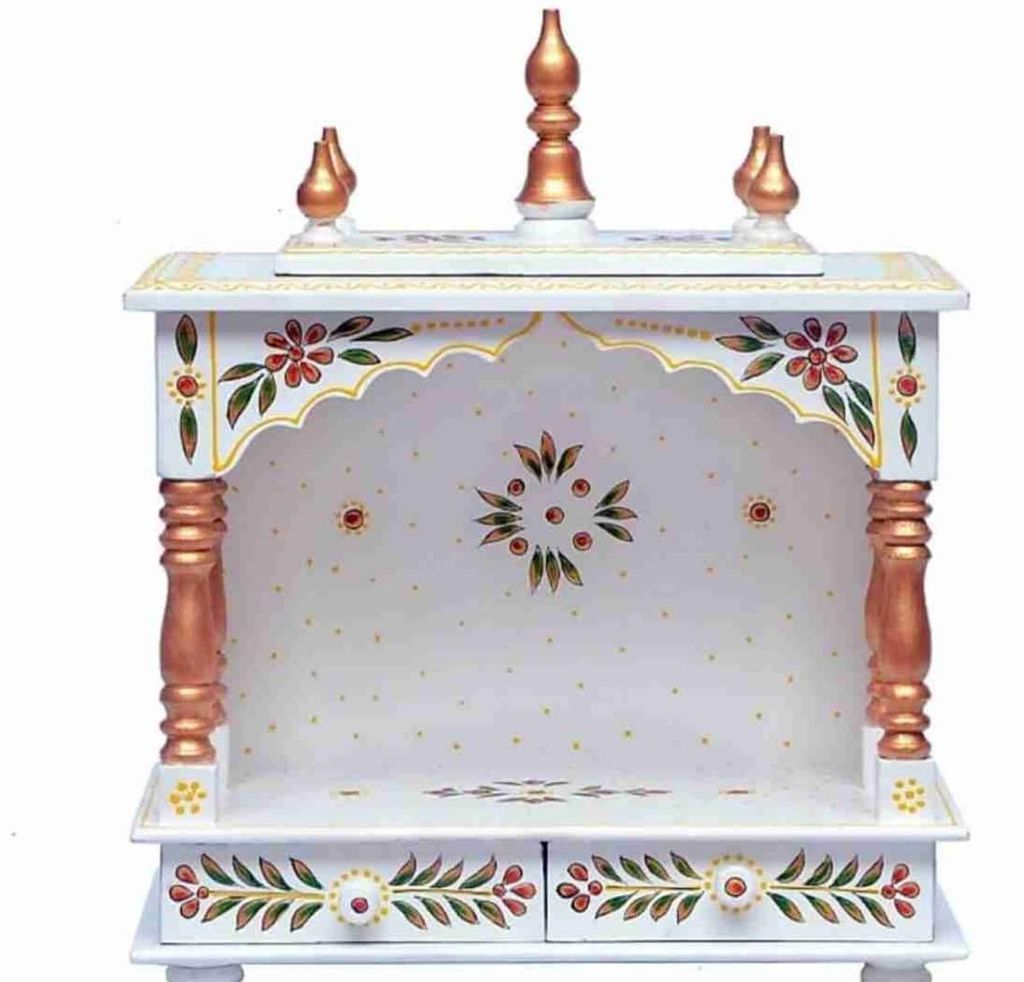 Wood To Cart Beautiful MDF Wooden Temple/Pooja Mandir for Home and Office/Wall Mounted Temple/Puja Stand(White - 18x9x22 inches) view 2