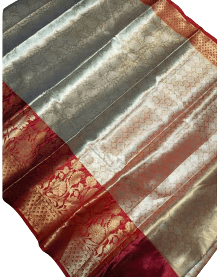 Cream Handwoven Kanjivaram Silk Saree with Blouse Piece view 2