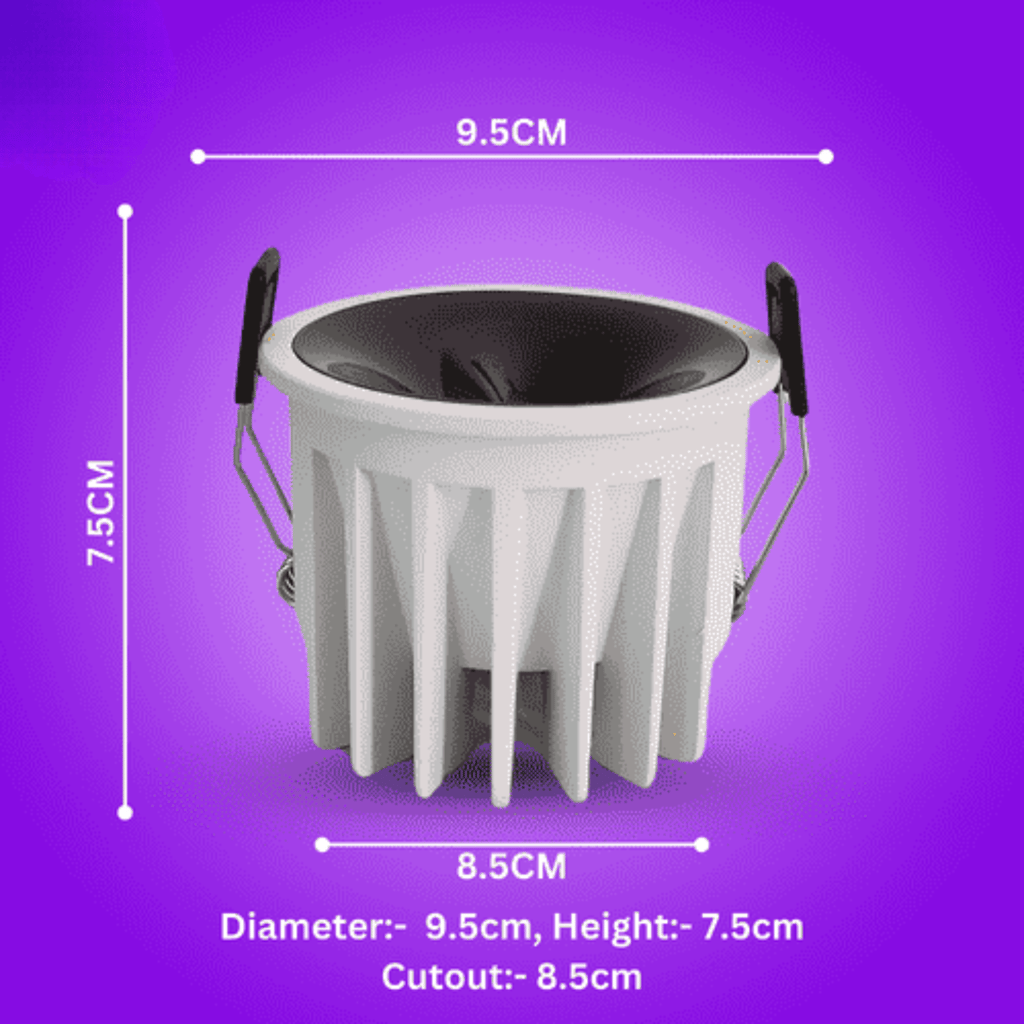 SPARKWORLD 18W Deep Reflector COB LED Downlight | Anti-Glare Recessed Ceiling Light Black Lens, White Body | Focus Light for Showroom, Gallery & Homes | Colour: Warm White view 2