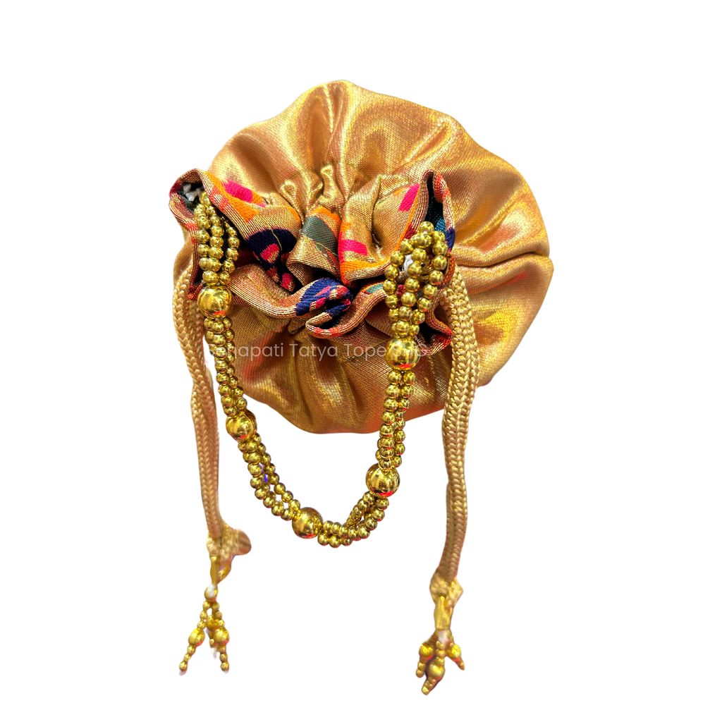 Traditional Golden Brocade Potli Bag view 2