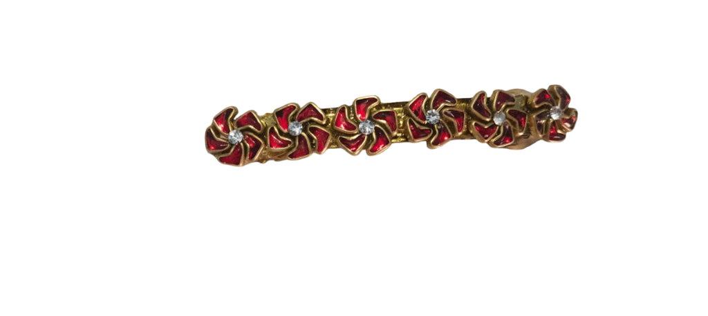 Elegant Floral Hair Clip with Red Flowers & Crystals view 2