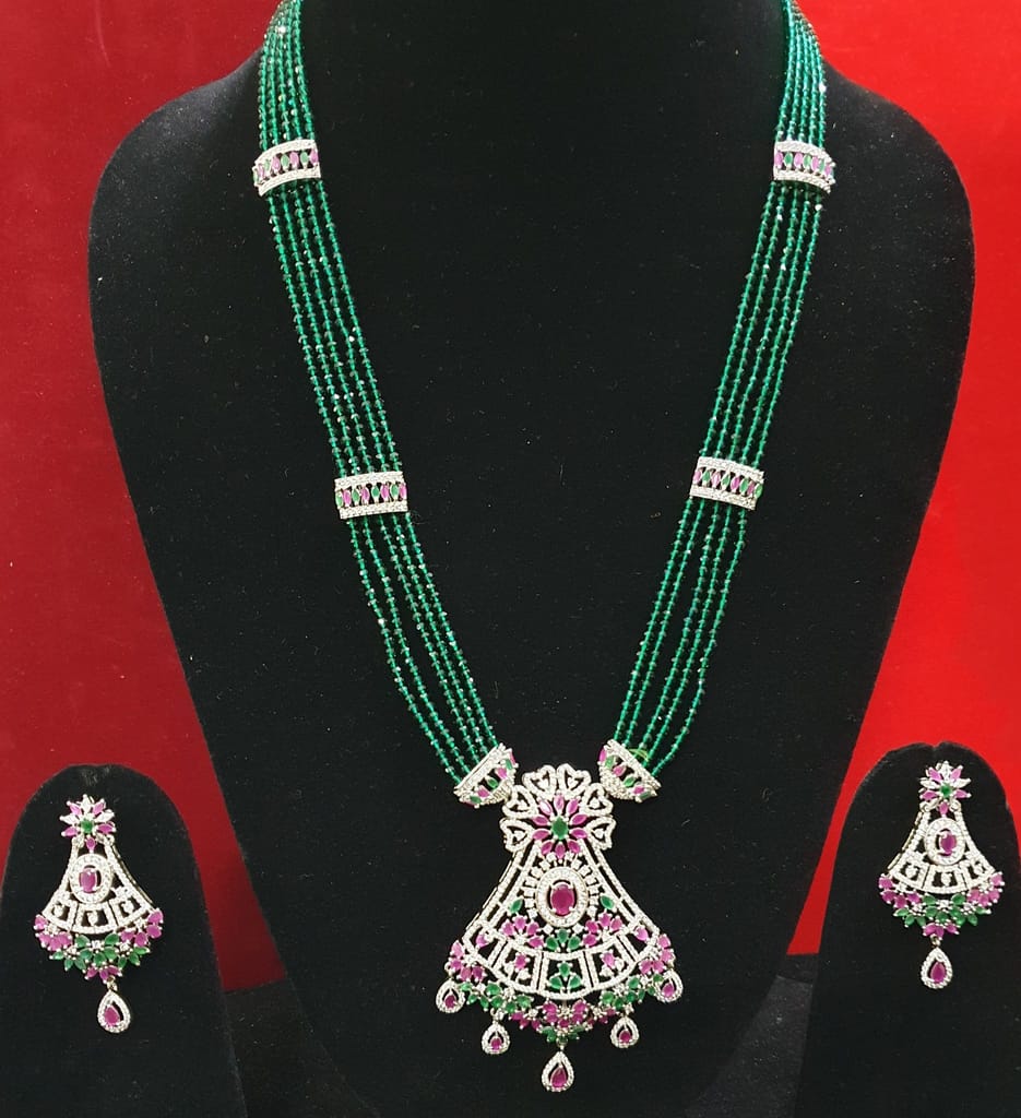 American Diamond Designer Partywear long Necklace view 2