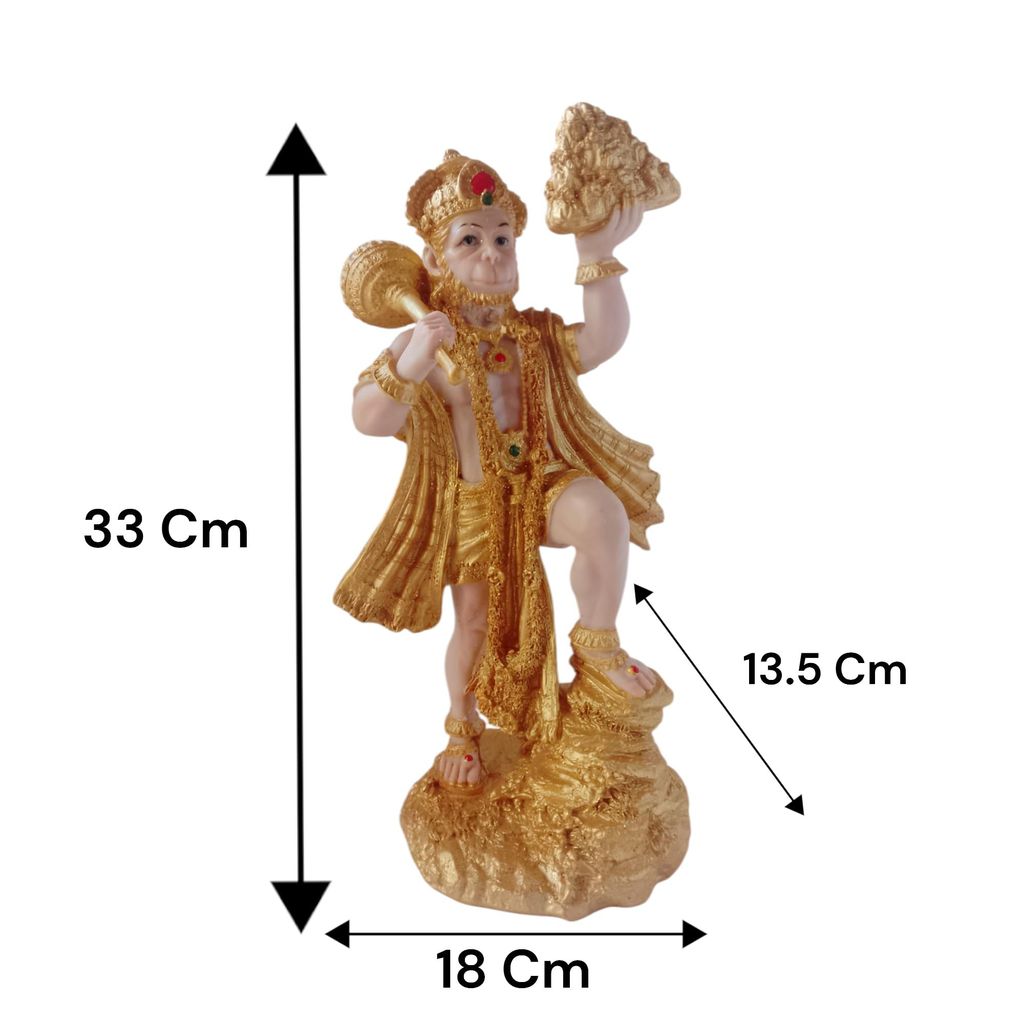 AMS Hanuman Ji Marble Dust Statue Bajrangbali Anjaneya Idol Lifting Dronagiri Mountain for Home Decorative Showpiece and Gifting Figurine 33 * 18 * 13.5 cms view 2