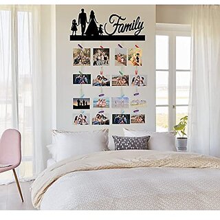 Khush Its Amazing Wood Moments Hanging Photo Display, DIY Picture Photo Frame Collage Set Includes Multi colour Clips (Black Family) view 2