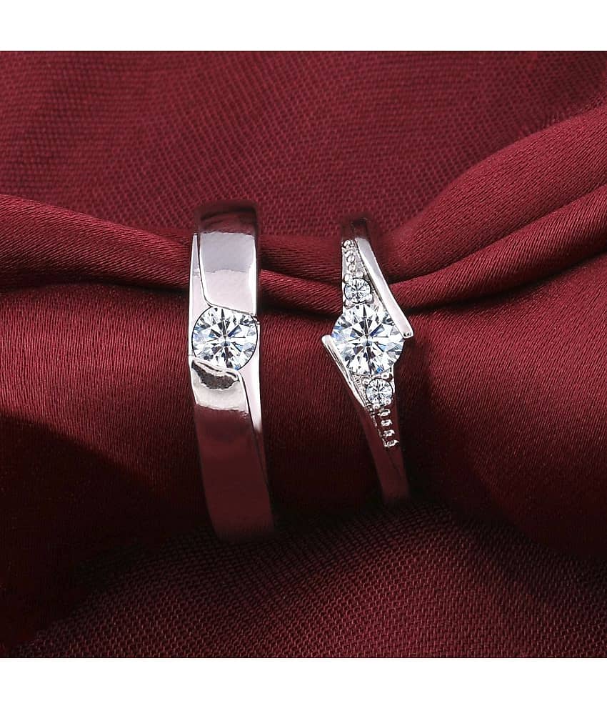 Speical For Couple Ring Valentines Lover Ring Adjustable Silver Plated Couple Ring Set Women And Men view 2