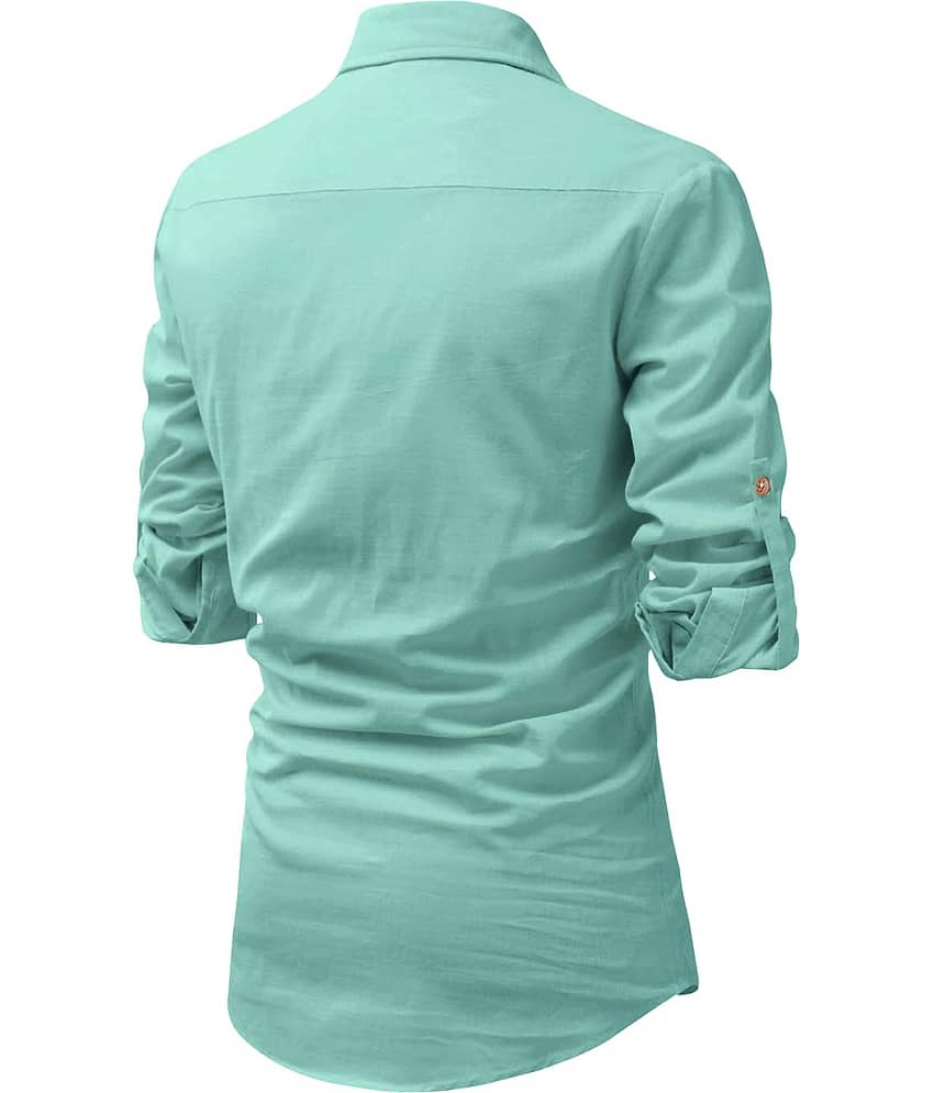 UNI VIBE Olive Cotton Blend Men's Shirt Style Kurta ( Pack of 1 ) view 2