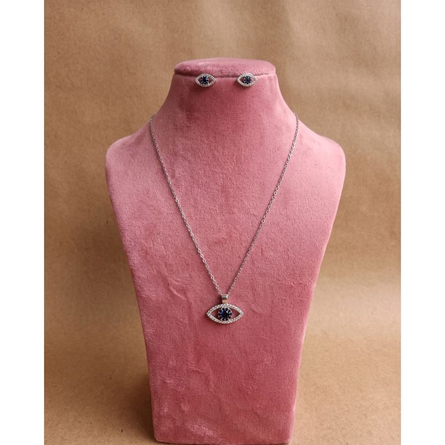 Pendant Set Silver-Tone Evil Eye view 2