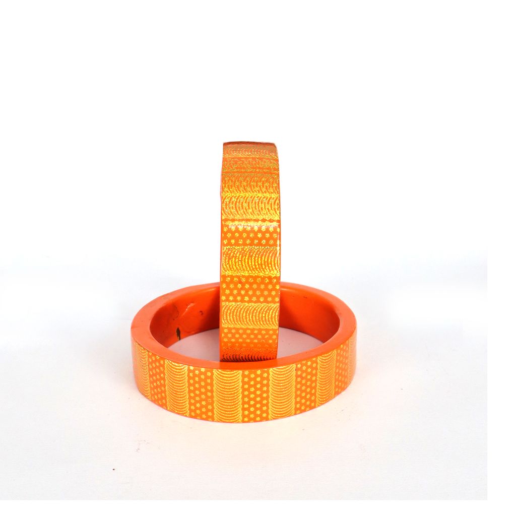 FHS traditional Handmade Lac Bangle - Orange view 2