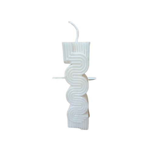White Zigzag Decorative Candle view 2