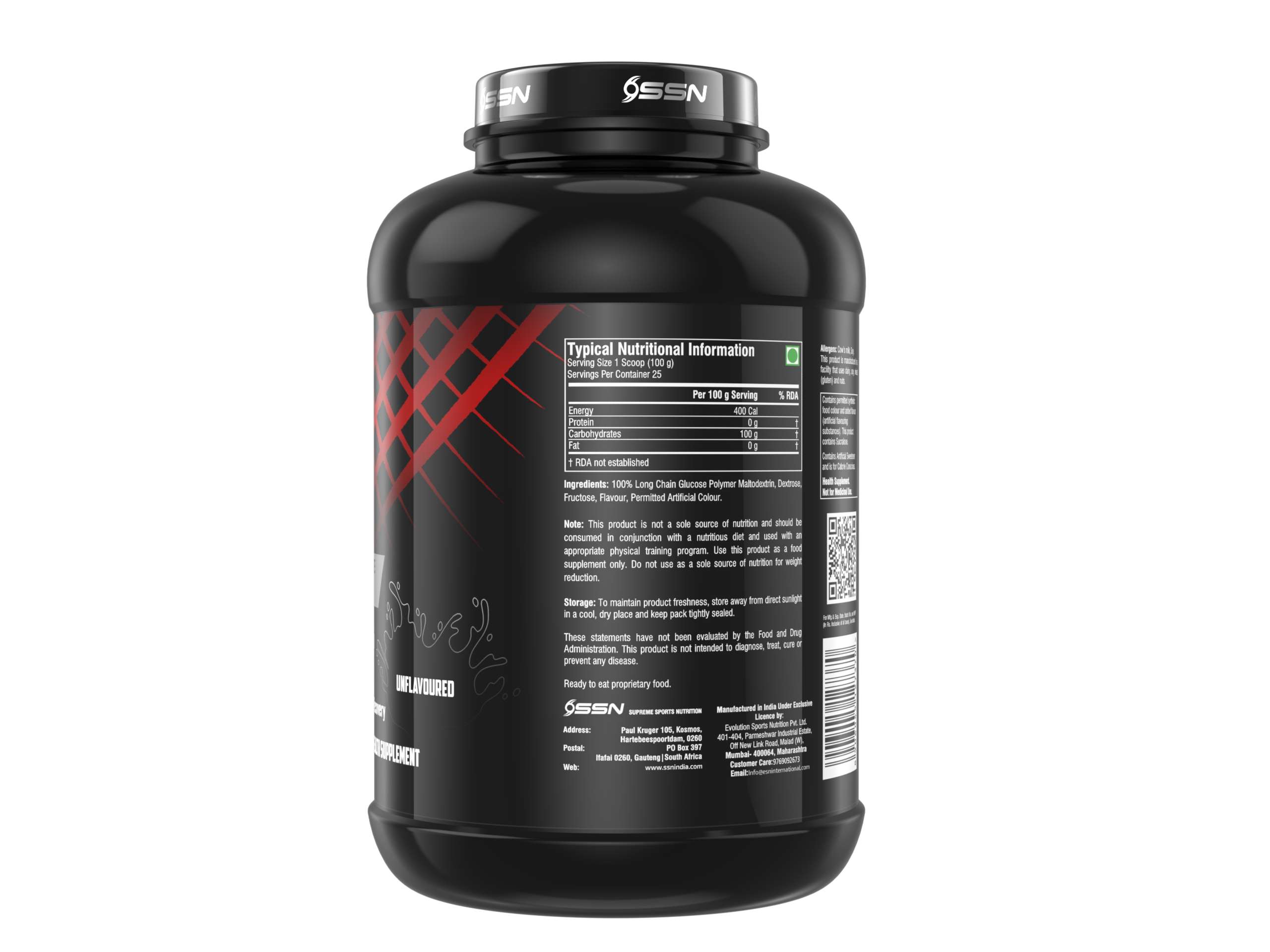 OSSN Carbo Force, 2.5kg (5.5 Lbs), Unflavour, Advanced Carbohydrate Refueler, 100g Of Carbs And 400 Kacl Per Serving, Triple Carbohydrate Blend, Accelerate Post Training Recovery view 2