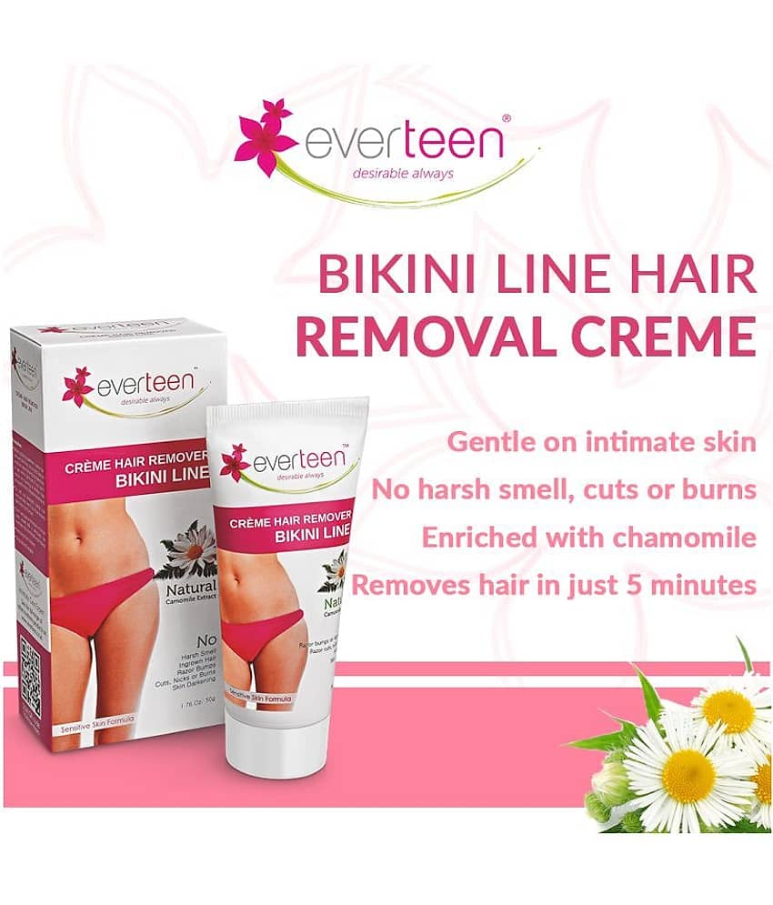 everteen Bikini Line Hair Remover Creme - Natural for Women - 2 Packs (50g Each) view 2