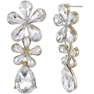 Multicrystals Dangler Earrings for Girls Alloy Material Made in India Earrings for Women's Fashion Jewellery for Party view 2