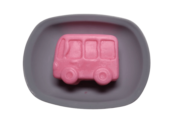 Handmade Baby Soap – Fun Pink Bus Shape for Kids view 2