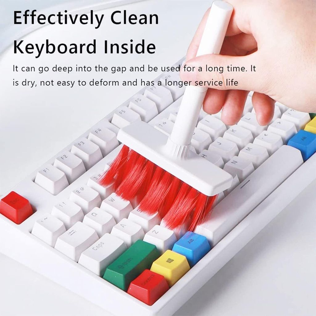 Ali Shipping 5in1 Multi-Function Soft Dust Clean Bush for Computer Cleaning, with Corner Gap Duster Keycap Puller Remover for Gamer Pc (White) view 2