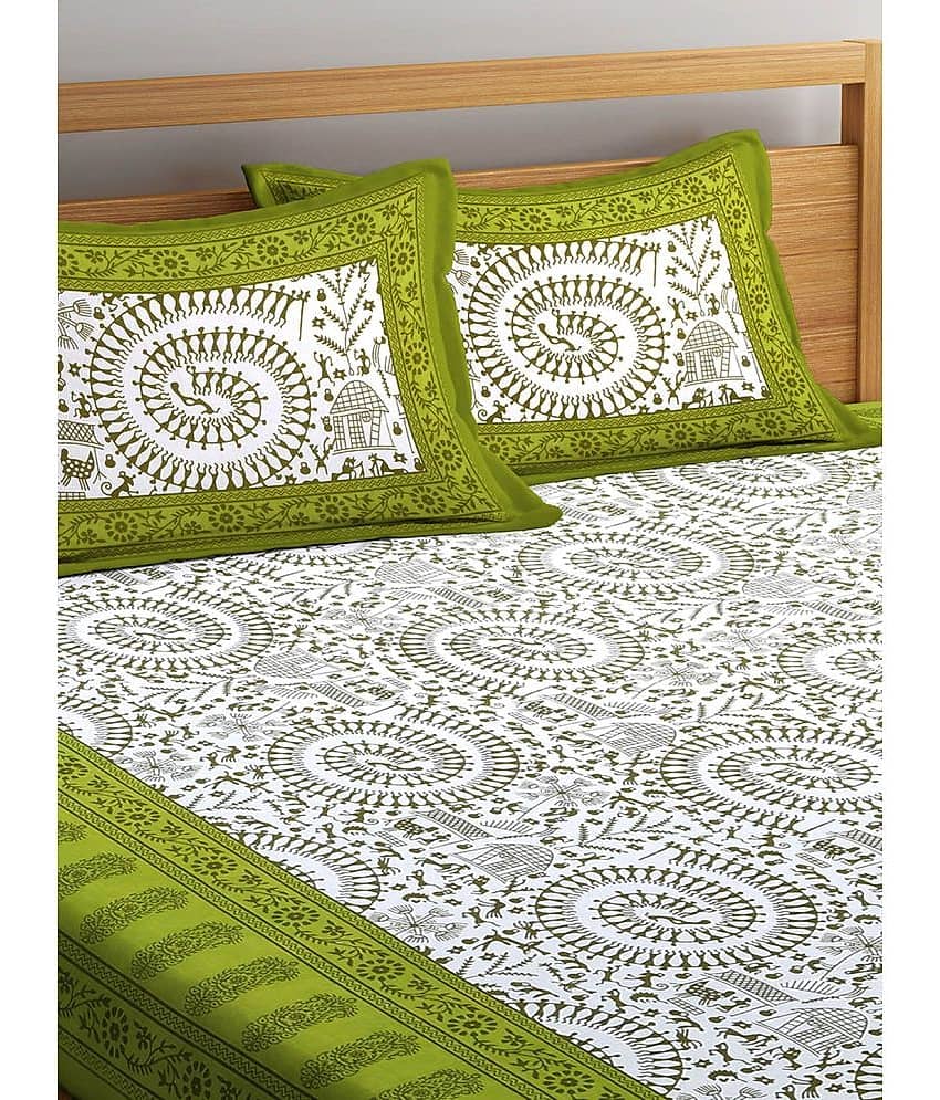 unique choice Cotton Double Bedsheet ( Green ) view 2