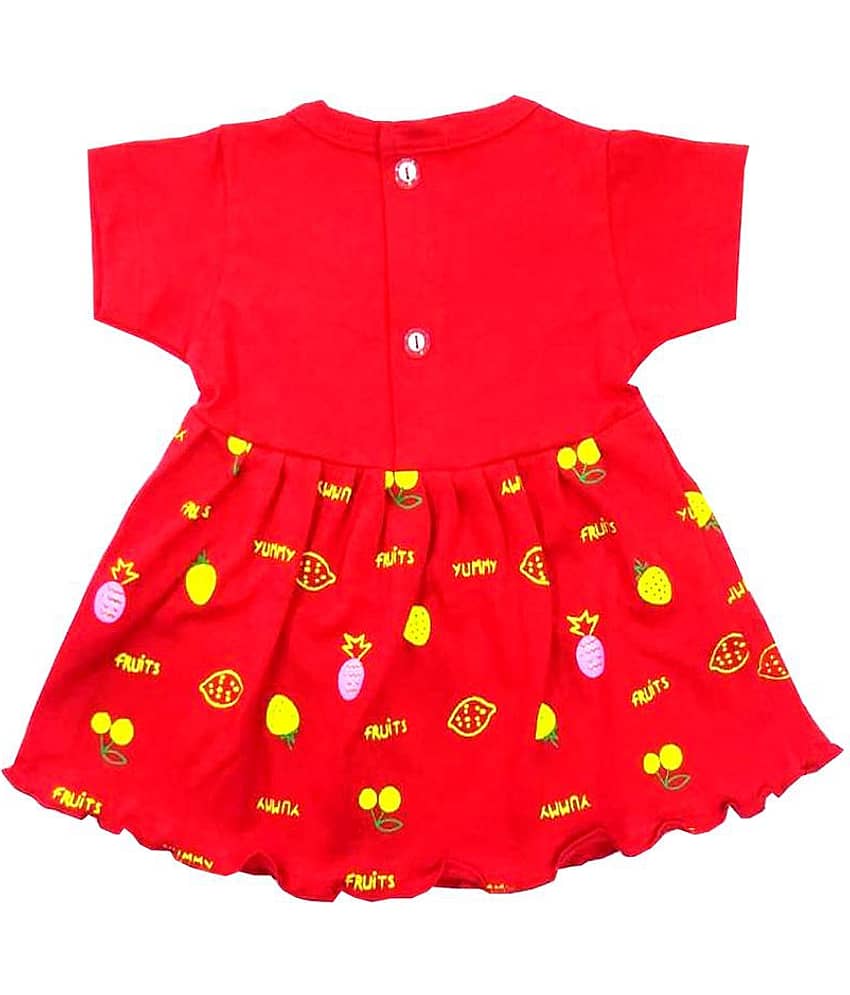 INFANT Pack of 1 Baby Girls 100% Cotton Frocks ( Red ) view 2