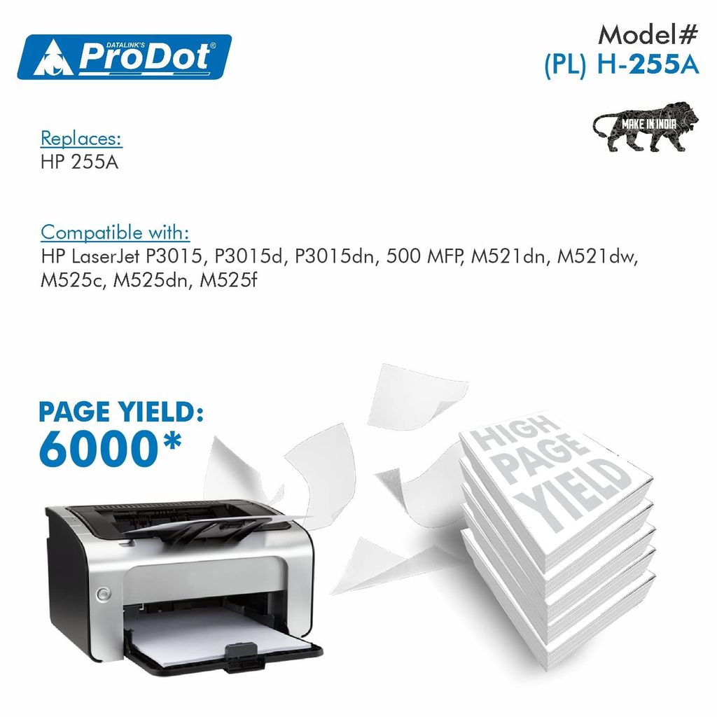 ProDot (PRO H 255 Laser Toner Cartridge with Chip for HP CE255A Compatible with HP Laserjet P3015, P3015d, P3015dn, 500 MFP, M521dn, M521dw, M525c, M525dn, M525f view 2