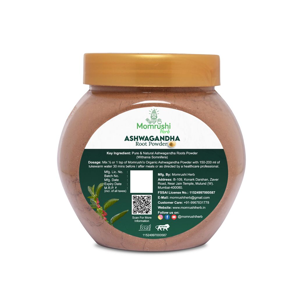 Momrushi Herb Organic Ashwagandha Root Powder - 200gm - Reduces Stress & Anxiety, Boosts Energy & Stamina, Improves Brain Function, Boosts Immunity, Enhances Sleep Quality, Balances Hormones, Improves Physical Strength, Heart Health (200gm) view 2