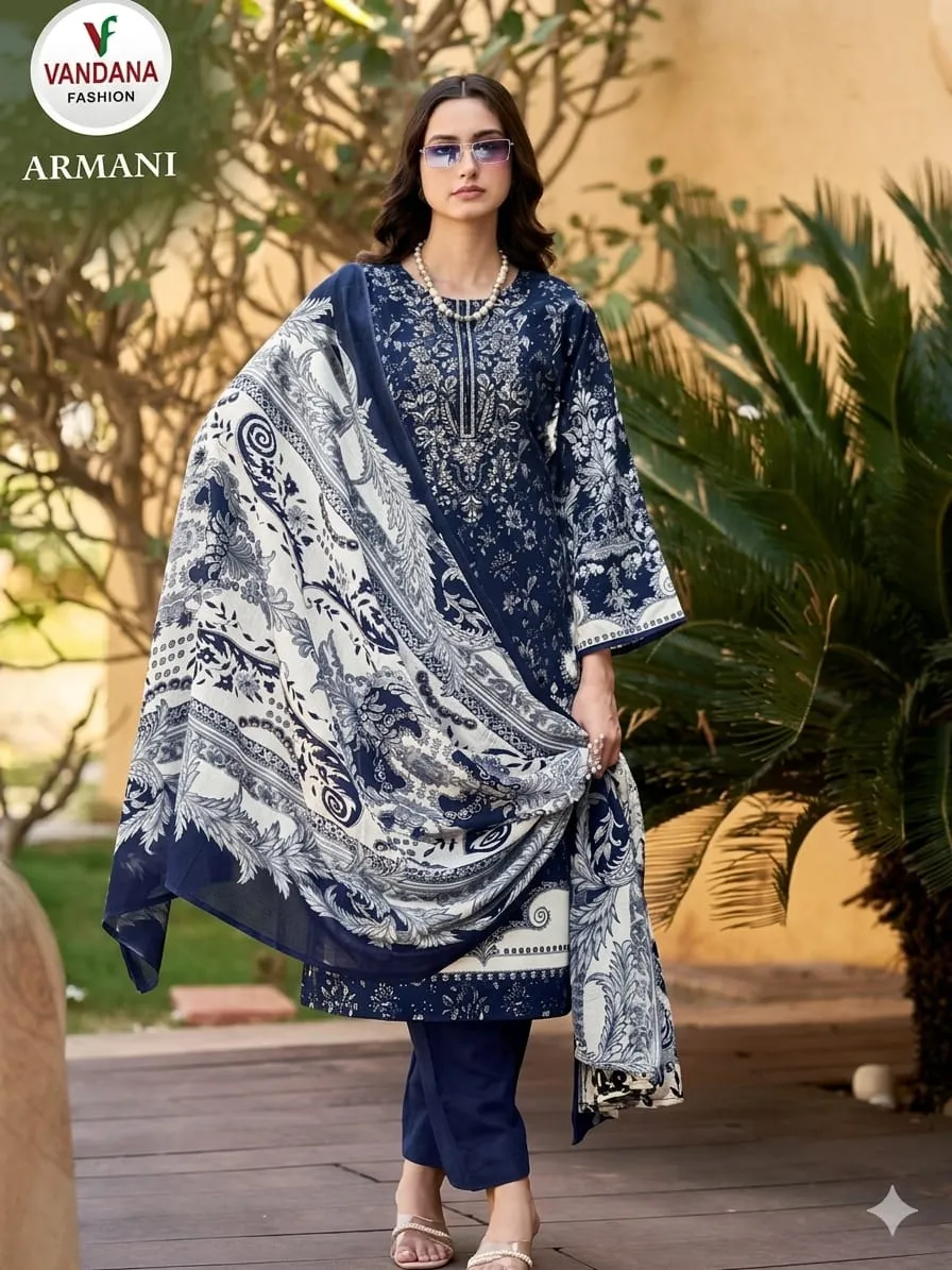 Fabric pure cottonPakistani style Embroidery or printed unstitched dress material.. view 2