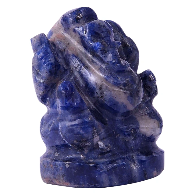 Sodalite Ganesha, Handmade God Ganpati, Ganesha for Pooja, Home Décor, Car Dashboard and Pooja(KI_164) by Krishna Impex view 2
