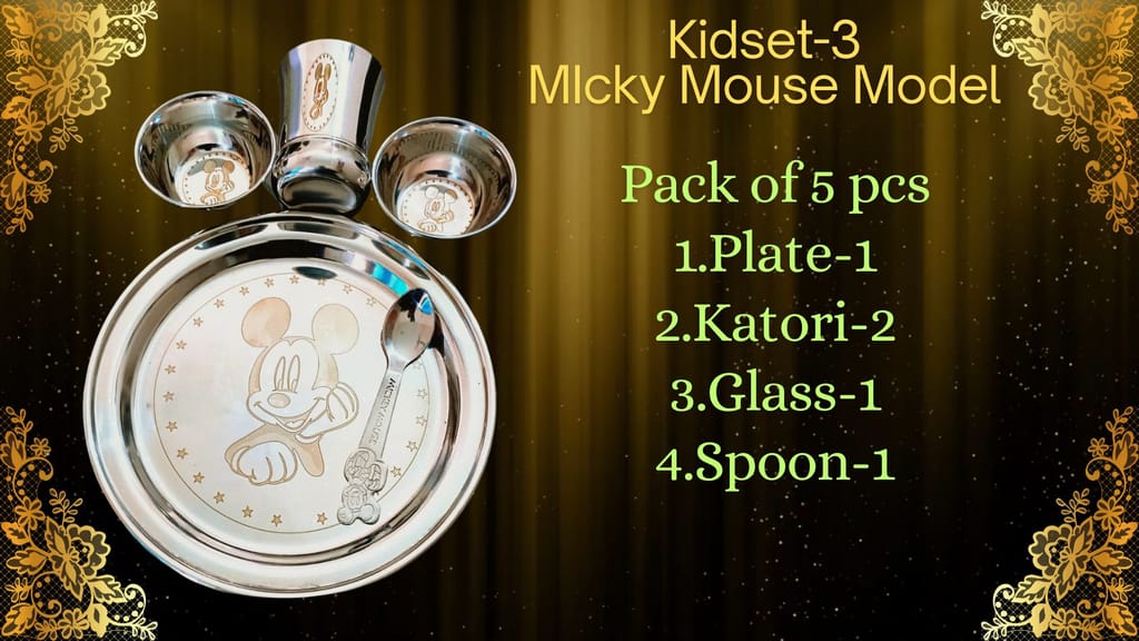 Stainless Steel Dinnerware /Kid Set/Bansuri Design/1PACK view 2