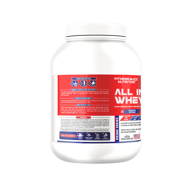 Fitness Buzz Nutrition I Prime Series I All in Whey with Added Digestive Enzymes I 20G Protein Per Serving I 4.3 BCAA Per Serving I 5.3G EAA Per Serving I Low Sugar I Nutraceutical I Veg I Malai Kulfi I 2 KG view 2