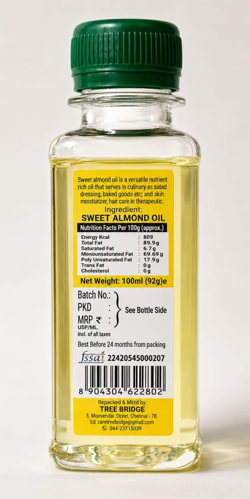 Leotree Premium Sweet Almond Oil - Cold Pressed Edible Oil 100ml view 2