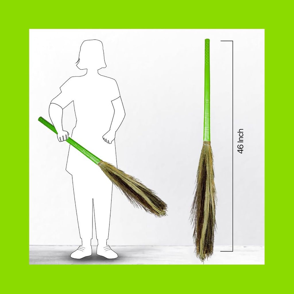 Natural Grass Broom for Indoor Cleaning - Multicolor Handcrafted Phool Jhadu pack of 2 view 2