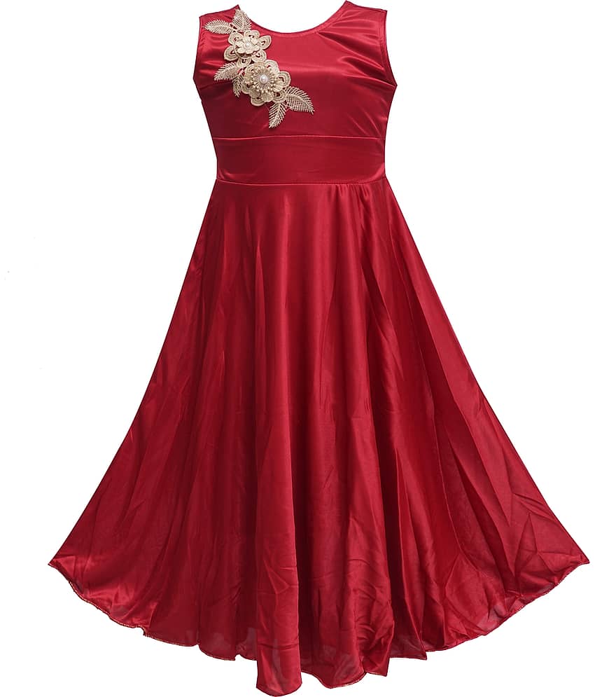 9stiches Satin Dress For Girls ( Pack of 1 , Maroon ) view 2