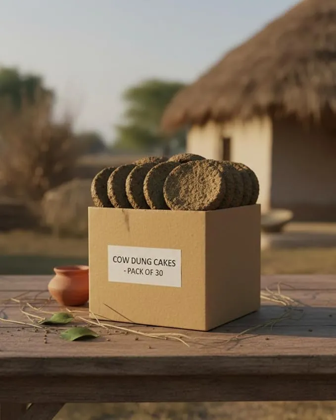 Classic SuperStore Cow Dung Cakes, Natural Organic spritual and Meditation, 4 Inches Medium Size, Pack of 30