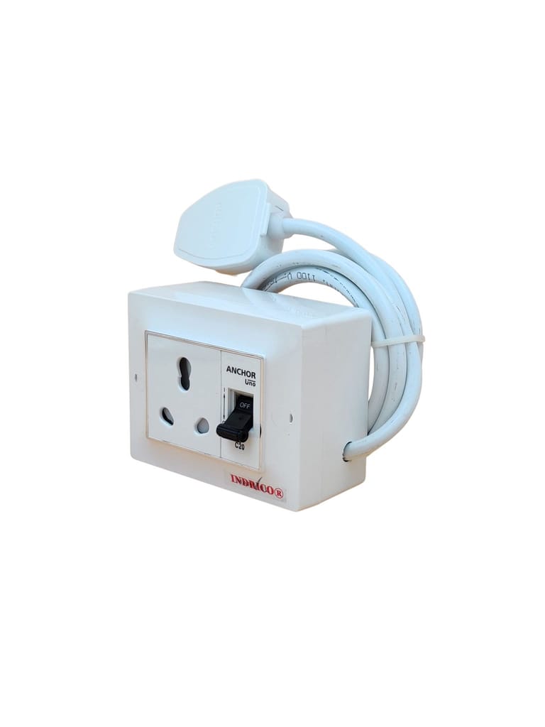 INDRICO 16 Amp Extension Board for AC Switch Board for 1/1.5/2 Ton Heavy Duty with MCB PVC White Pack of 1 view 2