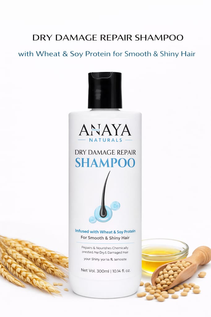 Anaya Naturals Dry Damage Repair Shampoo with Wheat & Soy Protein for Smooth & Shiny Hair – 300 ml view 2