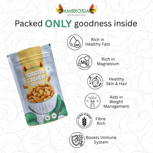 Ambrosia indian roasted & salted cashew kernels 200gm view 2