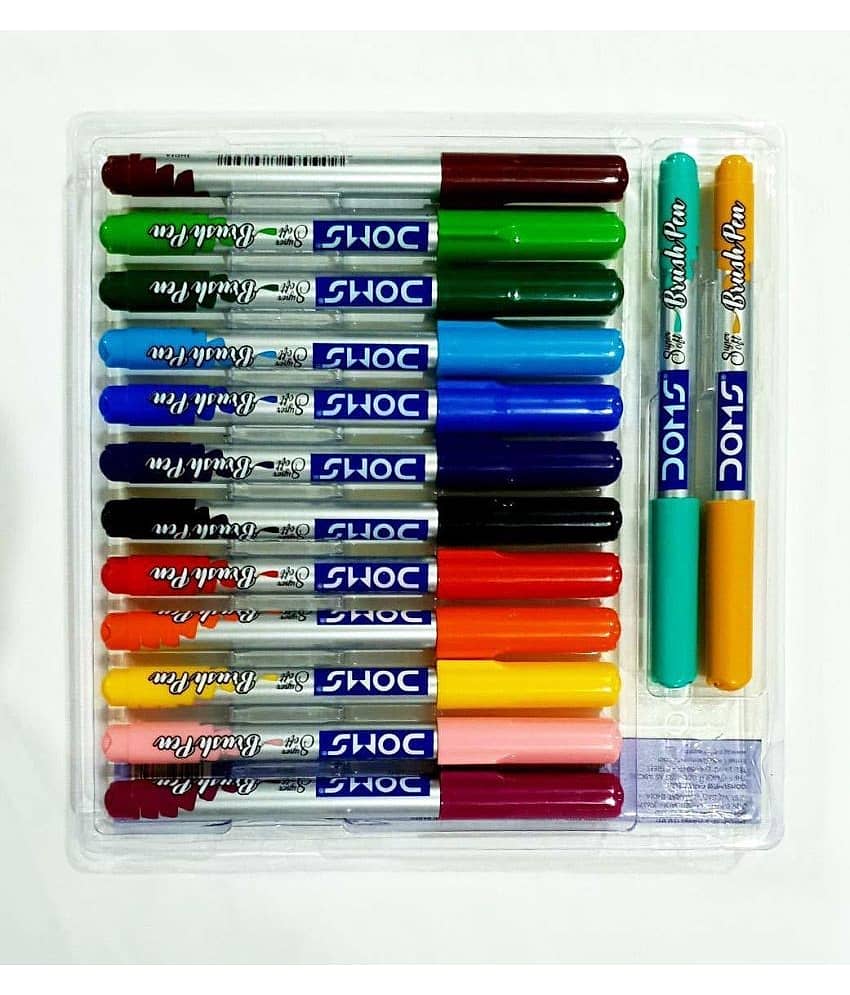 Doms 14 Shade Brsh Pen & A5 Unruled Notebook view 2