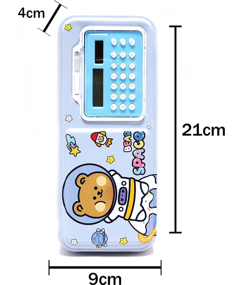 Villy Metal Pencil Box Double Compartment for Kids with Compass Box With Calculator view 2