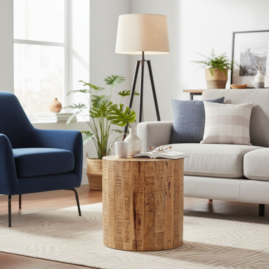 Natural white Distressed Solid Wood Coffee Table view 2
