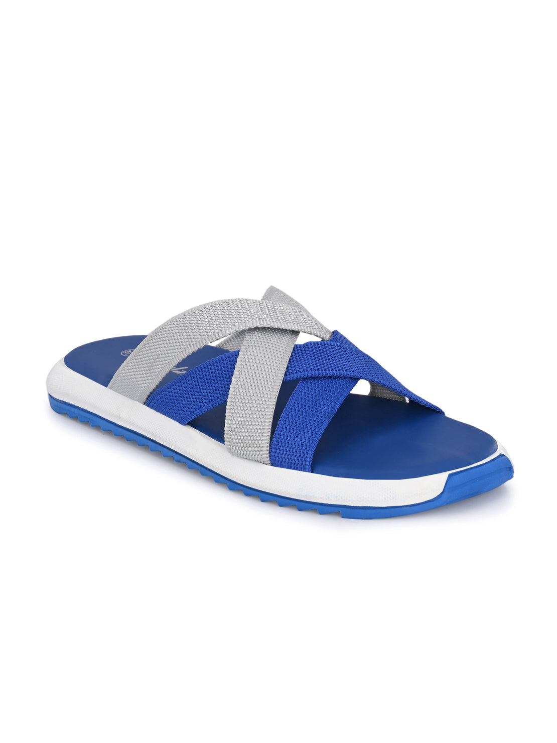 Hirolas® Men's Blue Fabric Strappy Slider Slippers (HROFF29BLG) view 2